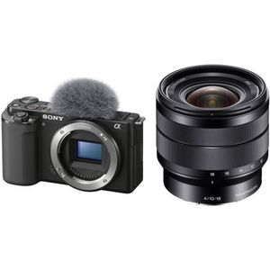 Cámara sin espejo Sony ZV-E10 con kit de lentes de 10-18 mm f/4 (negro)