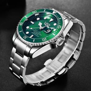 Reloj Hombre Lujo LIGE 10045 Verde Cuarzo Movimiento Japonés