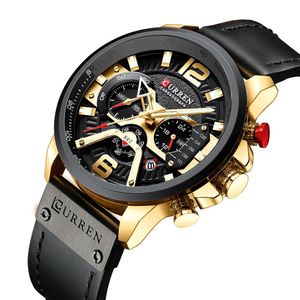 Reloj Lujo Hombre CURREN 8329 Negro Correa Cuero Cronógrafo