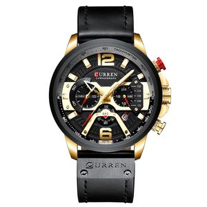 Reloj Lujo Hombre CURREN 8329 Negro Correa Cuero Cronógrafo