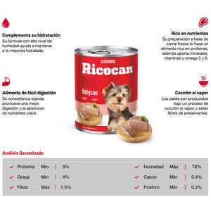 Comida para Perros RICOCAN Babycan Carne en Trocitos Lata 330g