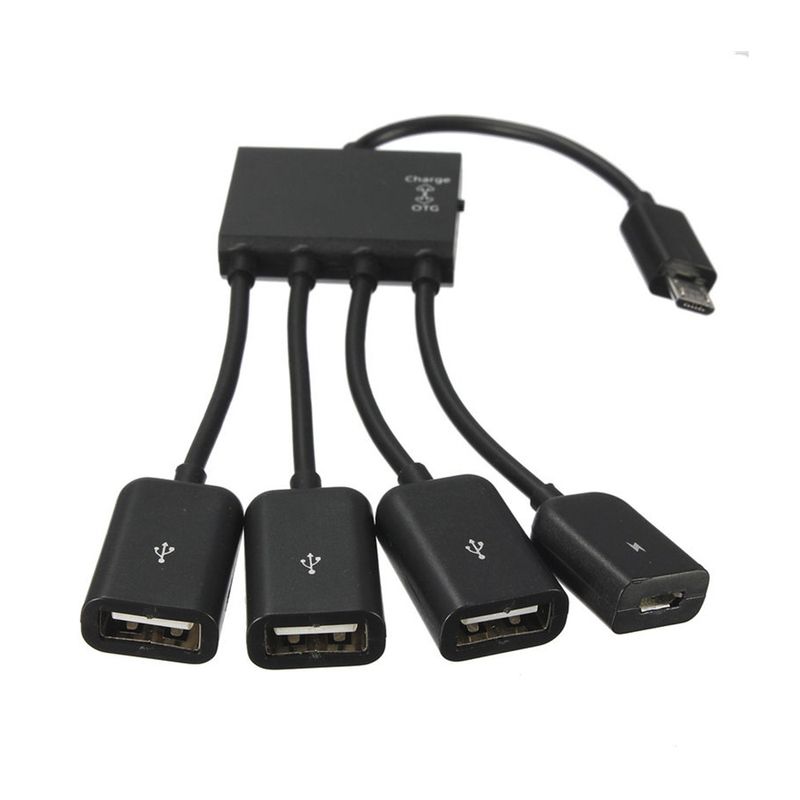 Cable adaptador micro USB de 4 puertos, cable adaptador de concentrador OTG  para Android Tablet Smartphone para USB OTG/carga