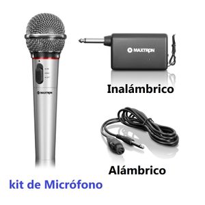 Kit de Micrófono Maxtron  Alámbrico e Inalámbrico Karaoke En Casa