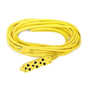 Extensión de cable 10m, 3 tomas, amarillo