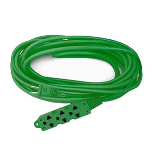 Extensión de cable 10m, 3 tomas, verde