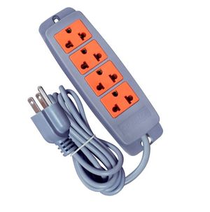 Extensión vulcanizado 3m, 4 tomas, gris