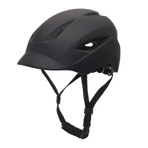 Casco urbano Yoloon M/L led rojo, 9 agujeros, correa de nylon, negro
