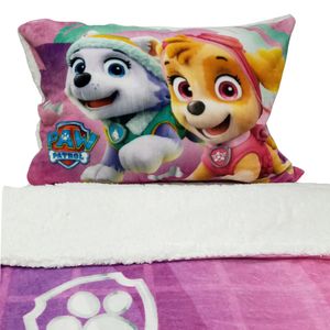 Edredón Flannel con Sherpa + 2 Funda Sham Paw Patrol Sweet 2 Plazas