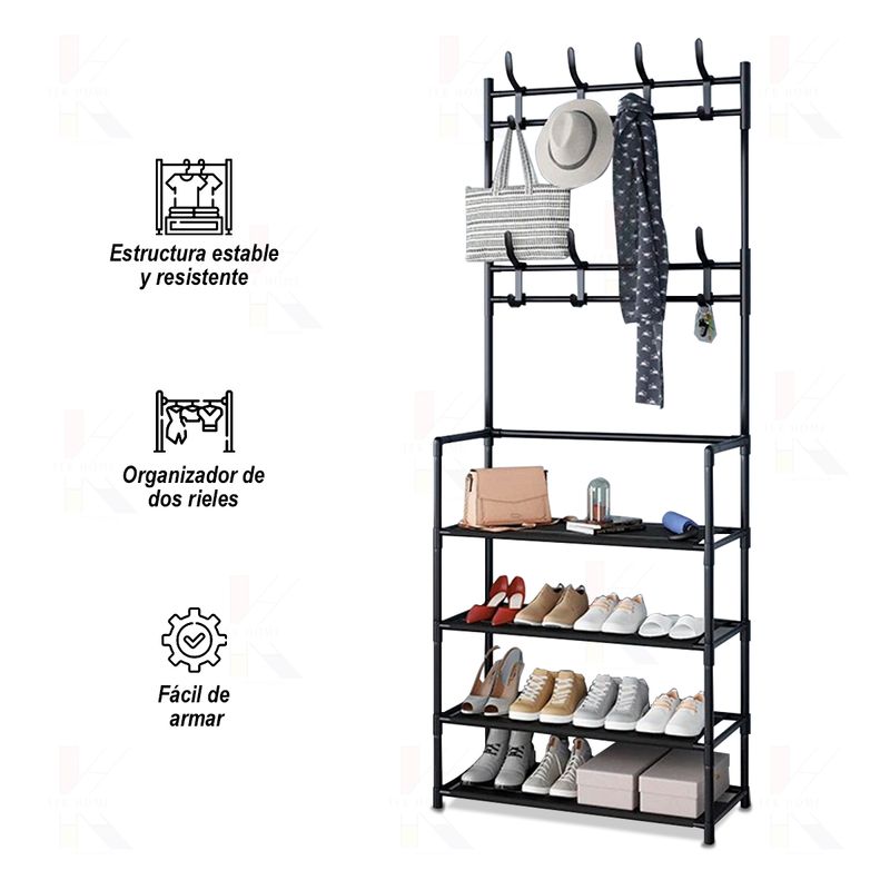 Set Zapatero Perchero Metal Plástico (43 x 155 x 80 cm) 