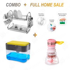 Escurridor de Platos+Dispensador de Lavavajillas+Accesorio para Grifo