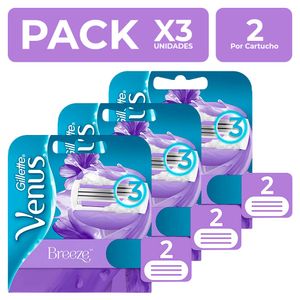 Breeze Gillette Venus Cartuchos para Afeitar 2 un Pack x3