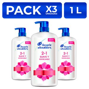 Shampoo Head&Shoulders Suave y Manejable 2en1 1L PackX3