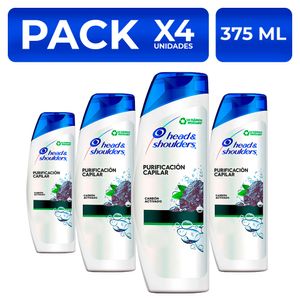 Shampoo Head&Shoulders Carbón Activado 375ml PackX4