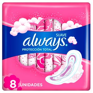 Toallas Protección Always Total Tela Suave 8 unidades