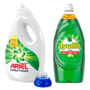 Pack Detergente Líquido Ariel Concentrado 3L + Ayudín 900ml