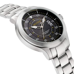 Reloj Nautica Point Loma NAPPLP907 Para Hombre Fecha Acero Inoxidable Plateado Negro