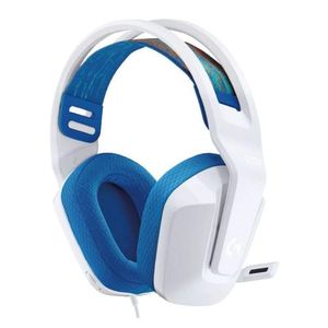 Audífonos gamer Logitech G335 Lightspeed, conexión jack 3.5, 36 ohms, sensibilidad: 87.5 dB, compatible PC y consolas, blanco