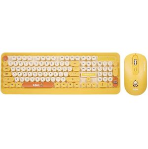 Kit Teclado y Mouse Inalámbrico Animado Amarillo