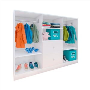 Closet Montessori Wonder Wood Muebleria de 4 Compartimientos y 2 Cajones Melamina Blanca