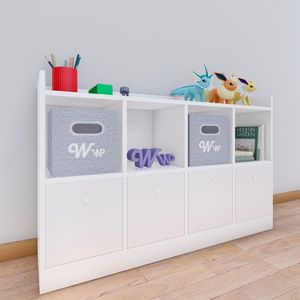 Comoda Juguetero Montessori Wonder Wood Muebleria de 4 Espacios/4 Cajones Melamina Blanca