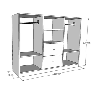 Closet Montessori Wonder Wood Muebleria de 4 Compartimientos y 2 Cajones Melamina Blanca/Azul
