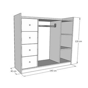 Closet Montessori Wonder Wood Muebleria de 3 Compartimientos y 4 Cajones Melamina Blanca/Rosado
