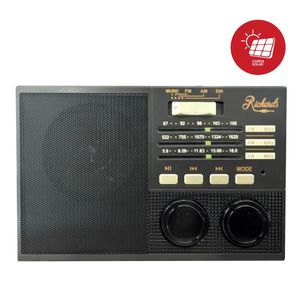 Radio portátil Richards Classic bluetooth, panel solar, FM/AM/SW, USB/TF, linterna, recargable