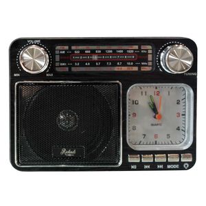 Radio portátil Richards Vintage bluetooth, reloj, FM/AM/SW, USB/SD, Led, recargable