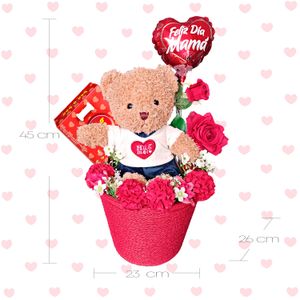 Cesta con Chocolates y Peluche Oso Feliz Día de la Madre