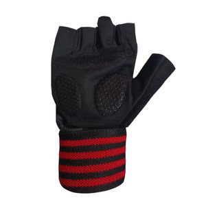 Guantes Gimnasio Pesas Con Muñequera de Vendas Rojo Fitness Levantamiento de Entrenamiento