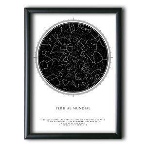 Cuadro Perú al Mundial Star Map Minimal Aquellas Estrellas 40x30 cm