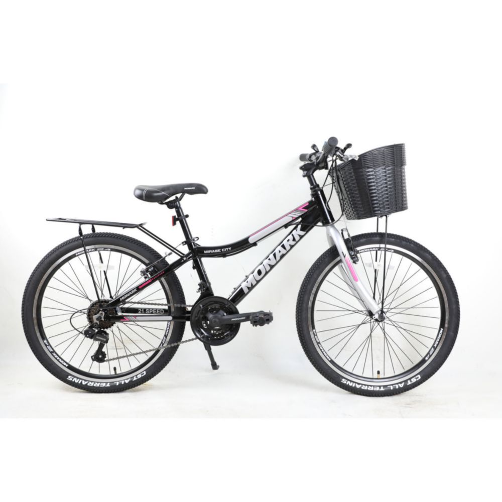 Bicicleta Urbana Monark Mirage City Aro 24 Negro Fucsia