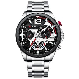 Reloj Lujo CURREN 8395 Plateado Cronógrafos