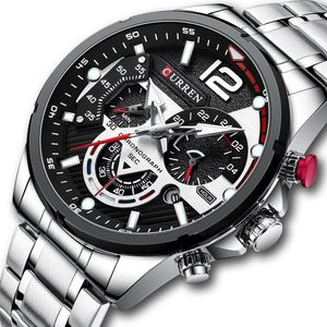 Reloj Lujo CURREN 8395 Plateado Cronógrafos