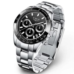 Reloj Lujo Hombre LIGE 8937 Negro Cronógrafos Cristal Mineral