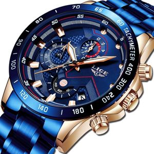 Reloj Hombre Lujo LIGE 9982 Azul Cronógrafo Cuarzo
