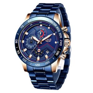 Reloj Hombre Lujo LIGE 9982 Azul Cronógrafo Cuarzo