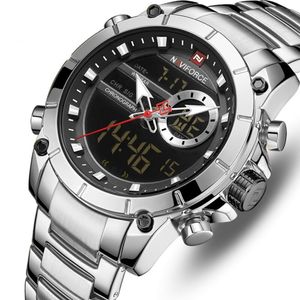Reloj Hombre NAVIFORCE 9163 Plateado Dual Timer Cuarzo