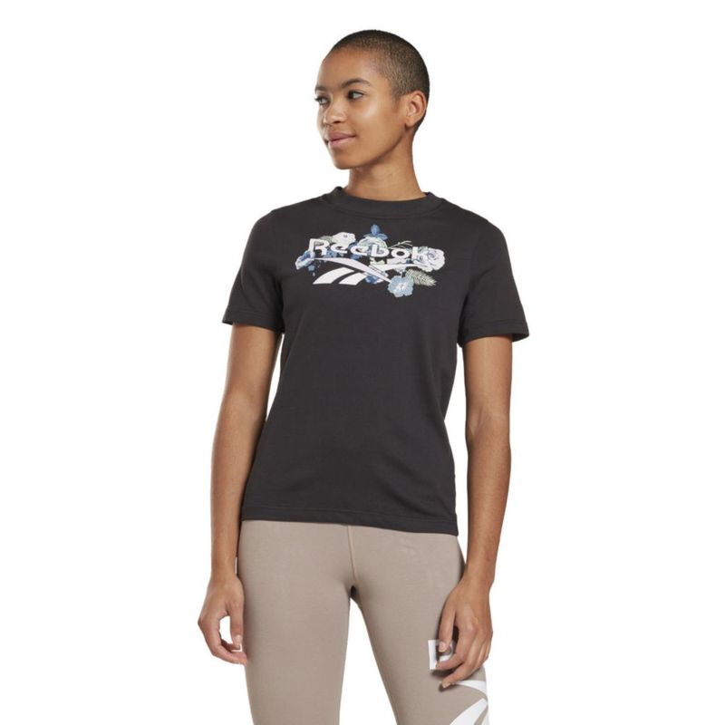 Polo Reebok Mujer Ri Floral Tee HG4352 Negro Real Plaza