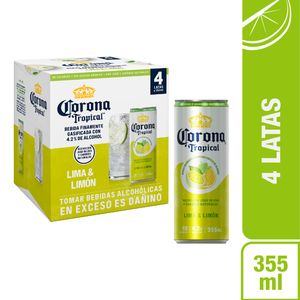 Bebida Alcohólica CORONA Tropical de Lima Limón Lata 355ml Paquete 4un