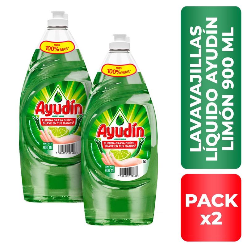 Lavavajillas Líquido Ayudín Limón 900ml PackX2