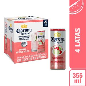 Bebida Alcohólica CORONA Tropical de Frutos Rojos Lata 355ml Paquete 4un