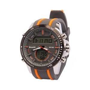 Reloj Boselli B164 Acuático Doble Hora Color Gris con Naranja