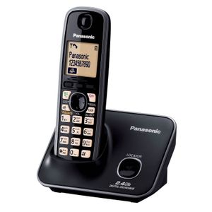 Teléfono inalámbrico Panasonic TG3711LCB, 2.4 Ghz, identificador de llamadas, batería larga duración, negro