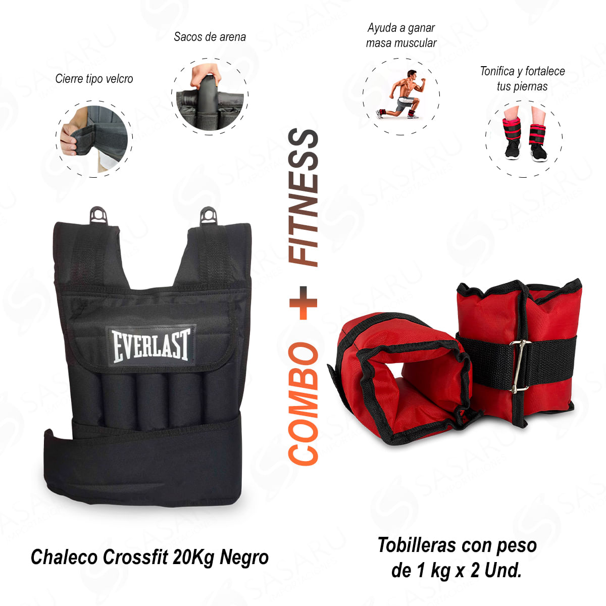 Chaleco Lastrado Con Peso 10 Kilos Regulable con Arena TODO FIT