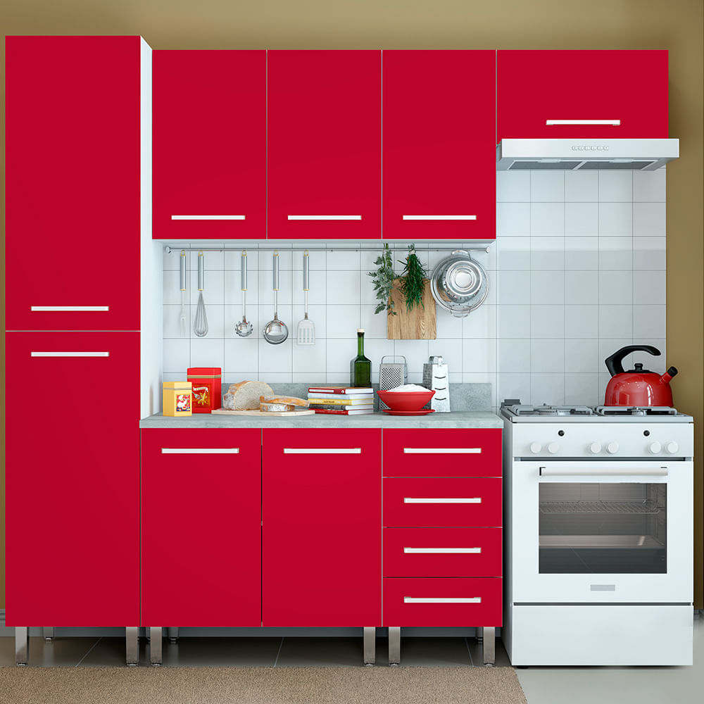 Mueble de Cocina Espacioso Rétino Rojo 120 cm Bylmo