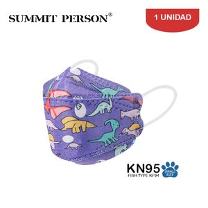 Mascarilla KN95 Summit Person Fish Type Niña Diseño Dinos 1 Unidad