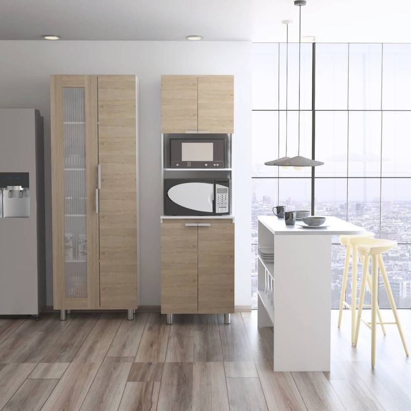 TUHOME Mueble Microondas Fendi rovere blanco