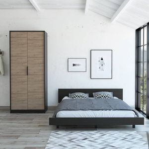 Cama 2 Plazas + Closet 2 Puertas - Wengue / Miel