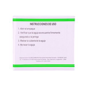 Jeringa Descartable 3cc + Aguja#21 - Caja 100 UN